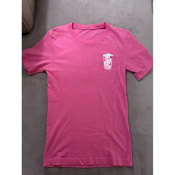 Rare Starbucks Pink Drink XS Tee Shirt On Wednesdays We Get Pink Drinks - Picture 6 of 6